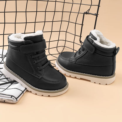 Toddler Boys Vegan Leather High Top Sneakers with Hook and Loop Straps
