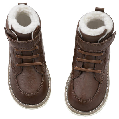 Toddler Boys Vegan Leather High Top Sneakers with Hook and Loop Straps