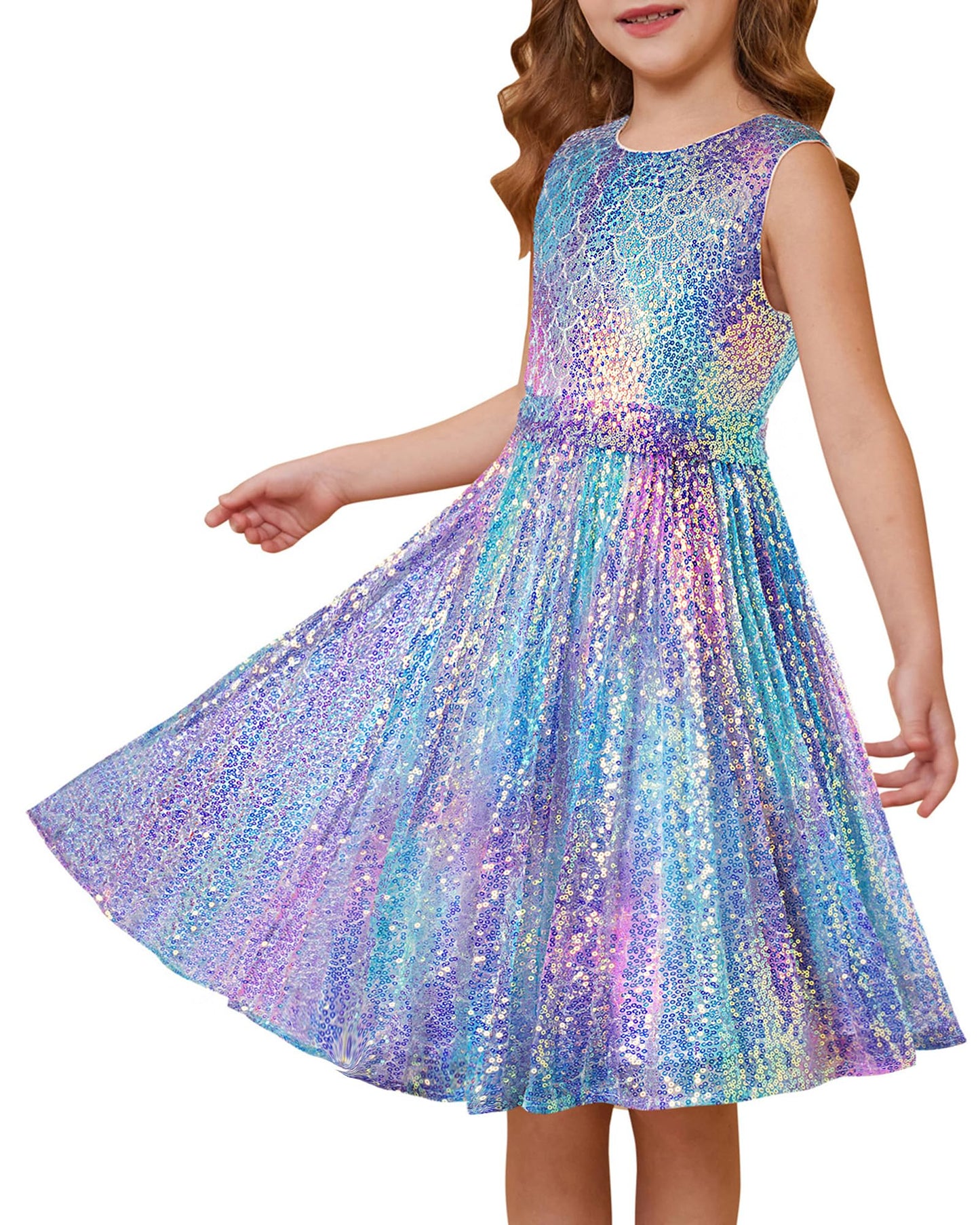 GRACE KARIN Girls Sequin Dress Sleeveless Prom Party Formal Graduations Fancy Tween Girls Dresses Size 5-12