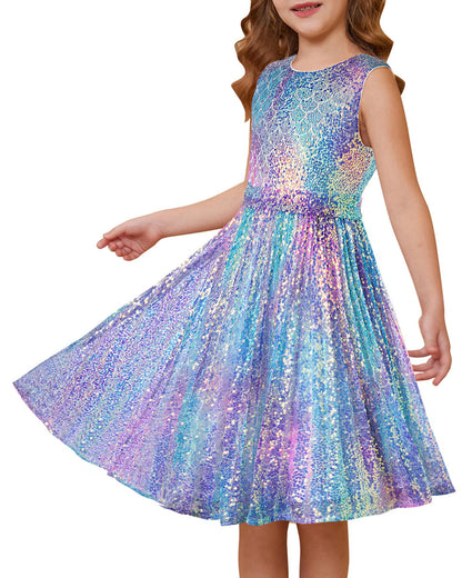 GRACE KARIN Girls Sequin Dress Sleeveless Prom Party Formal Graduations Fancy Tween Girls Dresses Size 5-12