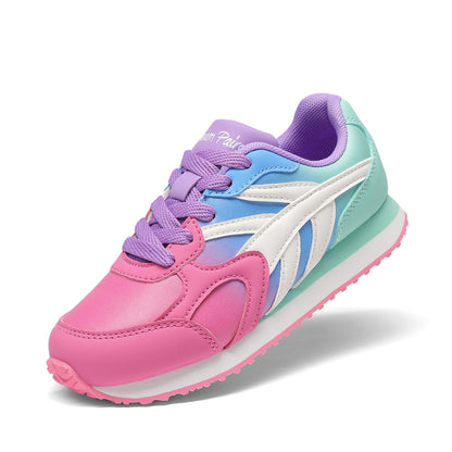 Kids Faux Leather Lace Up Sneakers with EVA Cushioning and Rubber Sole