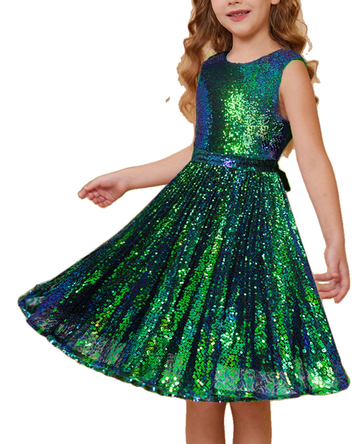 GRACE KARIN Girls Sequin Dress Sleeveless Prom Party Formal Graduations Fancy Tween Girls Dresses Size 5-12