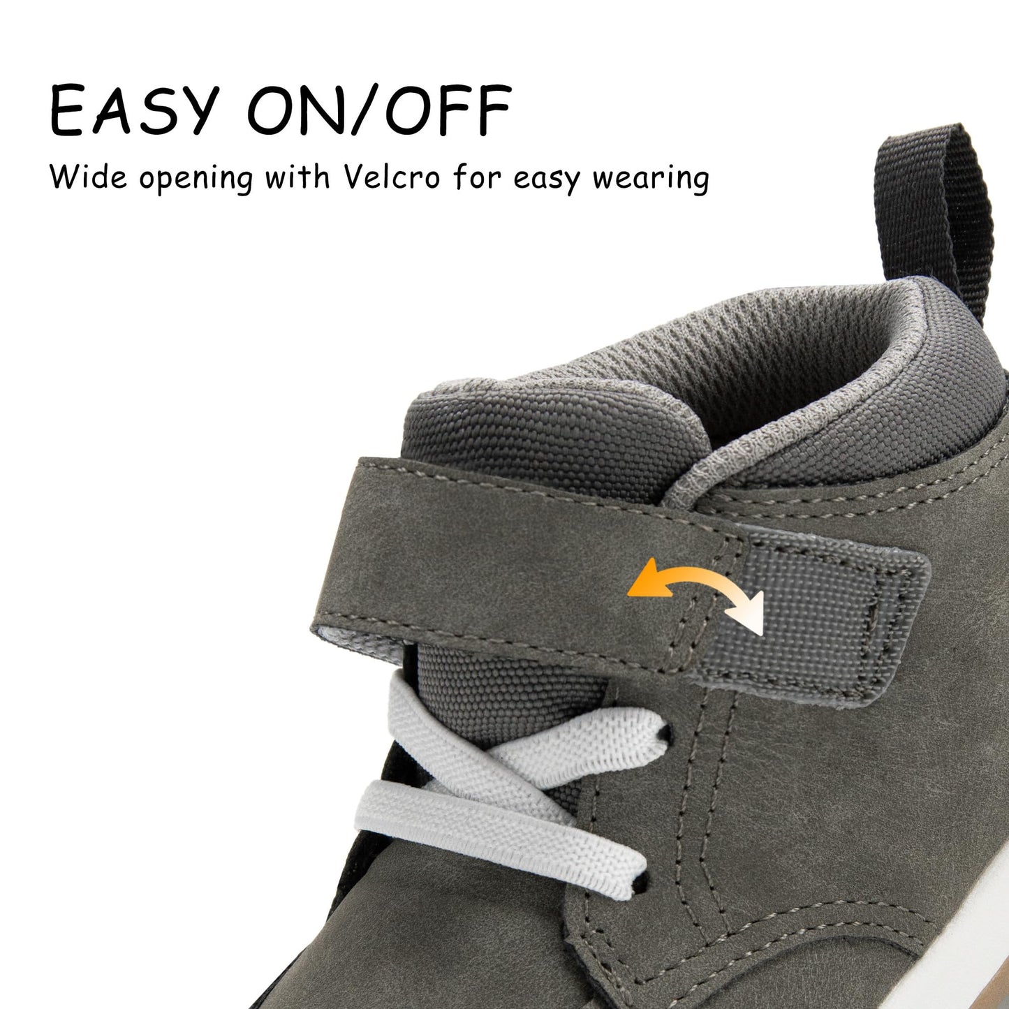Toddler Boys Waterproof High Top Sneakers with Plush Lining and Strap