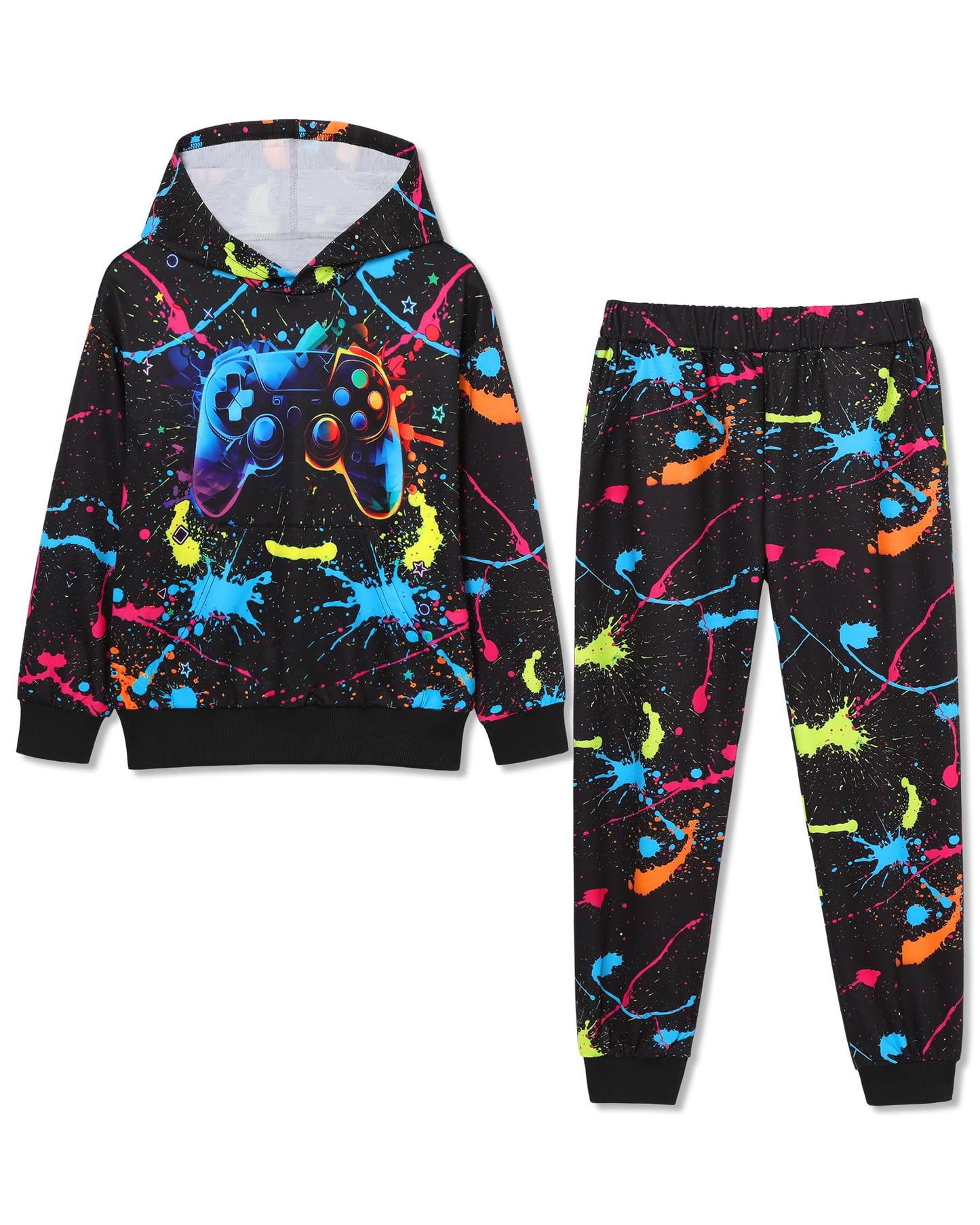Boy 2 Pcs Clothes Cool 3D Printing Long Sleeve Hoodie & Sweatpants Outfit for 5-12 Years