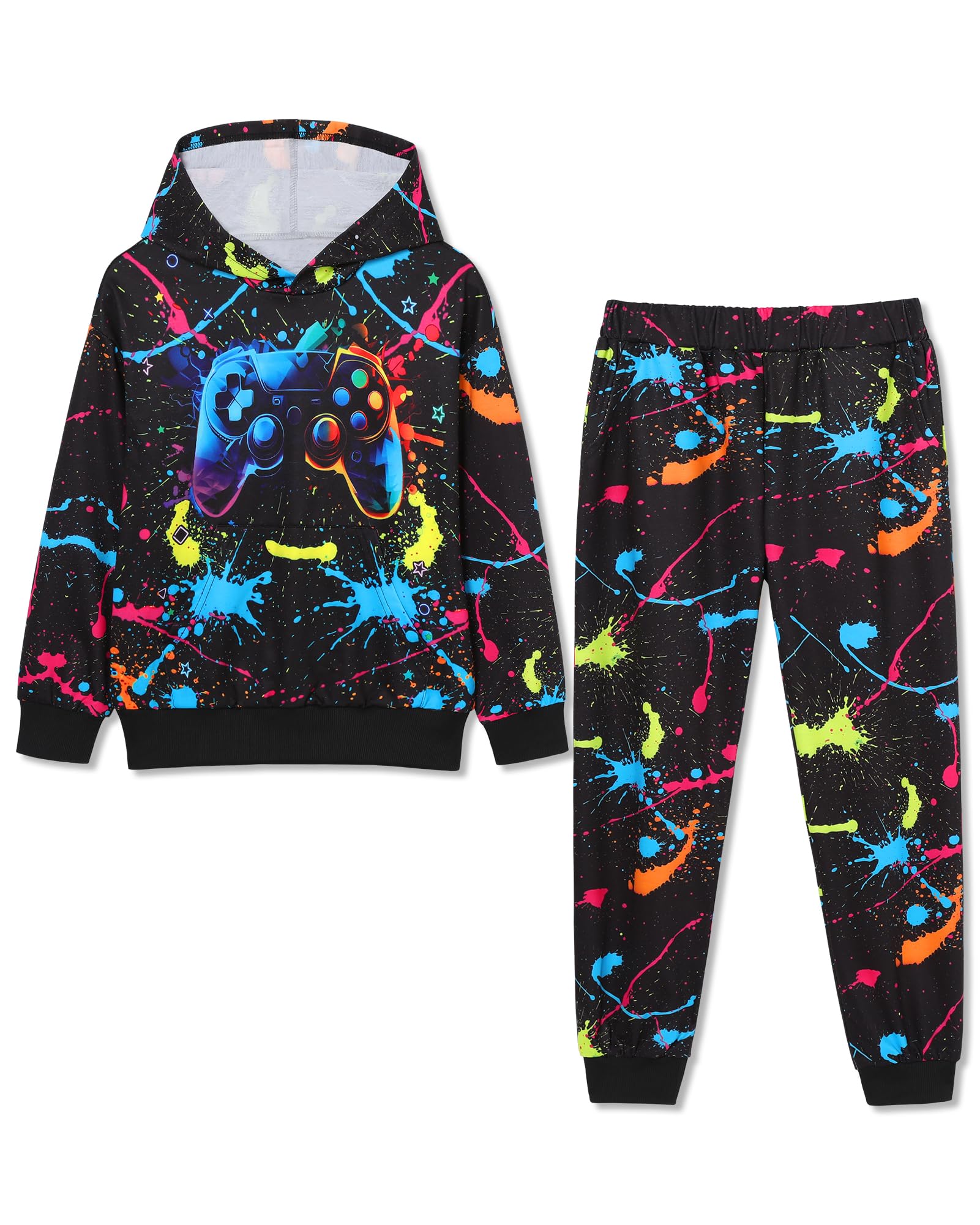 Boy 2 Pcs Clothes Cool 3D Printing Long Sleeve Hoodie & Sweatpants Outfit for 5-12 Years