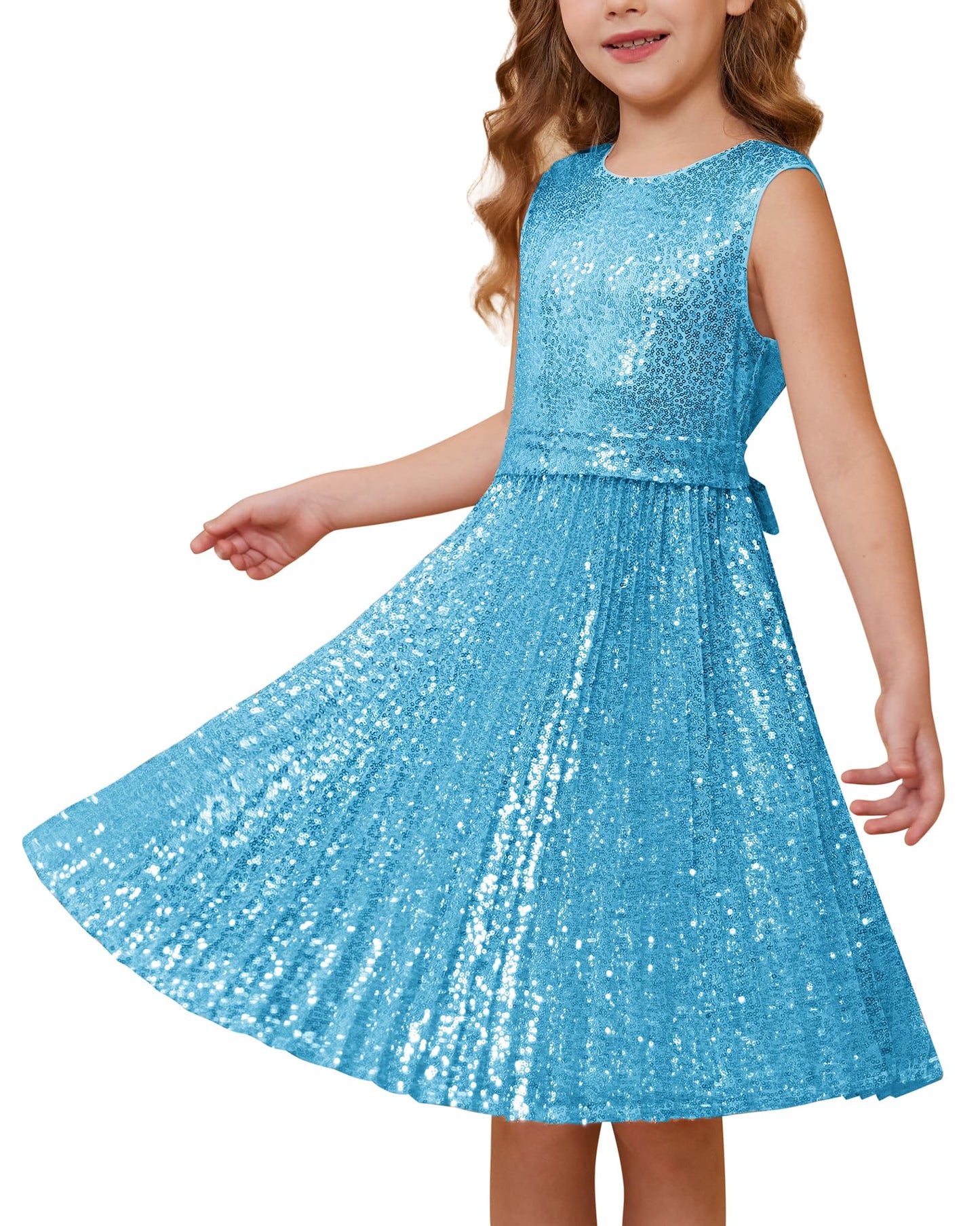 GRACE KARIN Girls Sequin Dress Sleeveless Prom Party Formal Graduations Fancy Tween Girls Dresses Size 5-12
