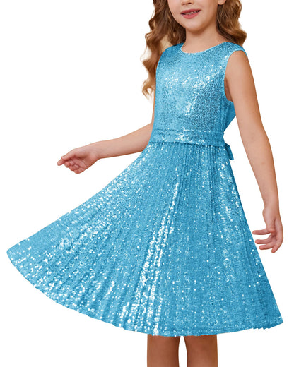 GRACE KARIN Girls Sequin Dress Sleeveless Prom Party Formal Graduations Fancy Tween Girls Dresses Size 5-12