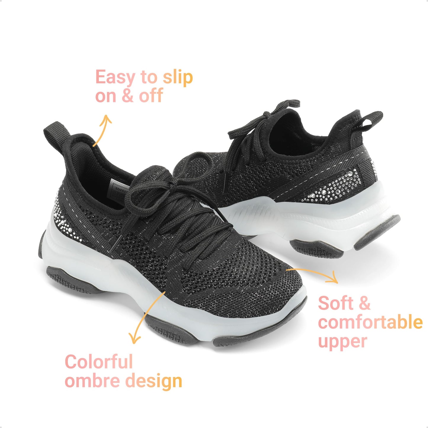 Girls Ombre Slip On Sneakers with Jelly Outsole and Chunky Heel