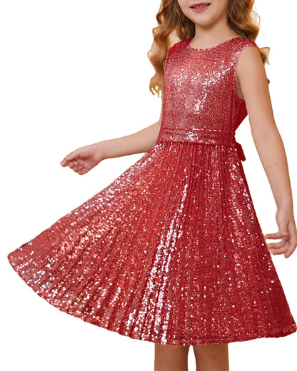 GRACE KARIN Girls Sequin Dress Sleeveless Prom Party Formal Graduations Fancy Tween Girls Dresses Size 5-12