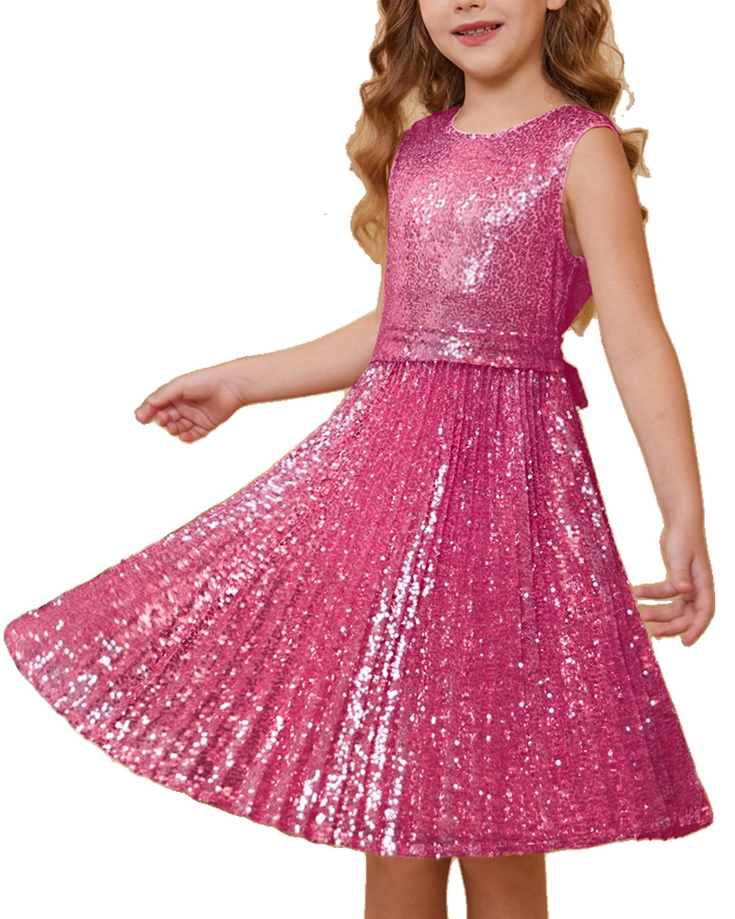 GRACE KARIN Girls Sequin Dress Sleeveless Prom Party Formal Graduations Fancy Tween Girls Dresses Size 5-12