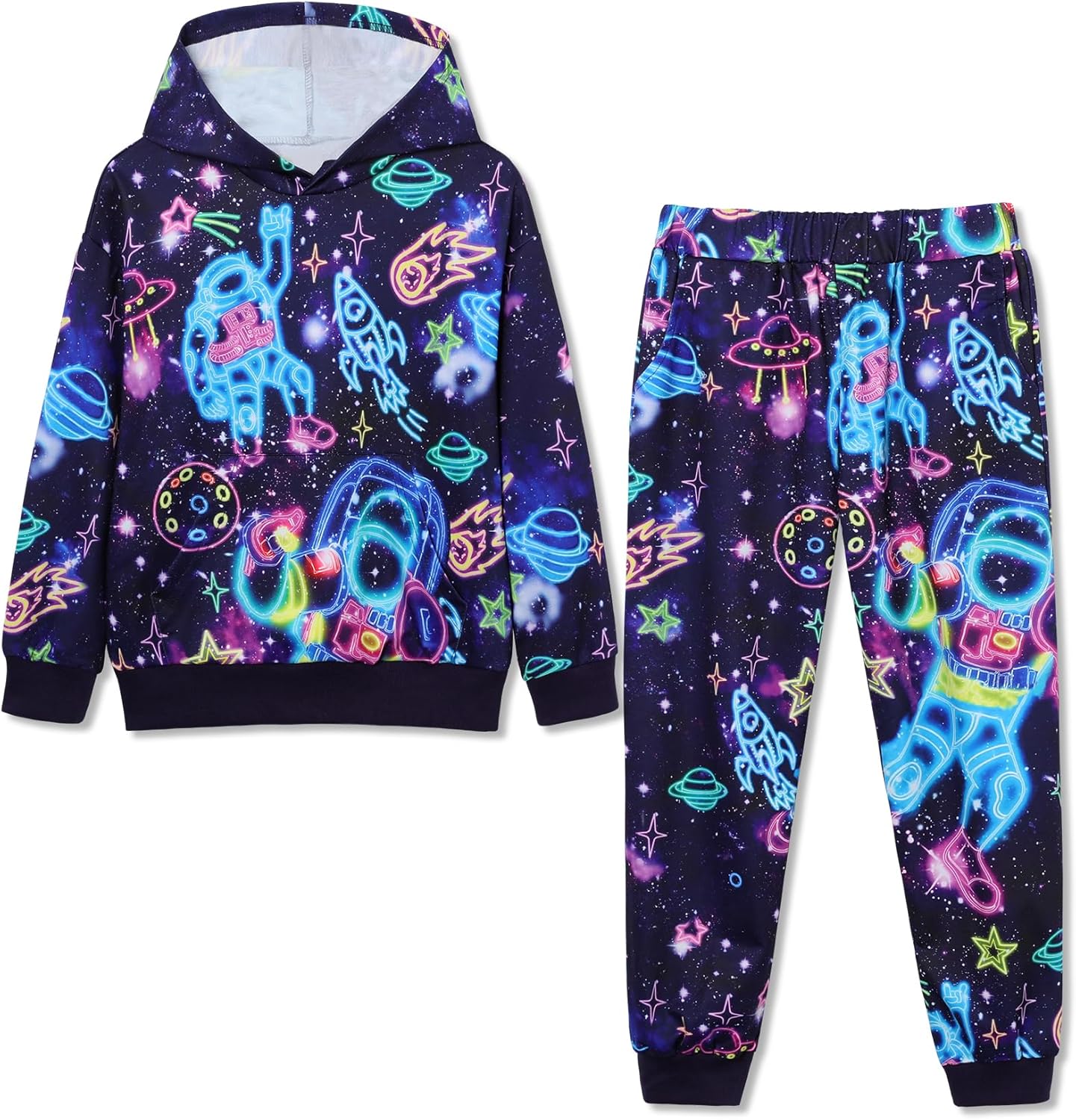 Boy 2 Pcs Clothes Cool 3D Printing Long Sleeve Hoodie & Sweatpants Outfit for 5-12 Years