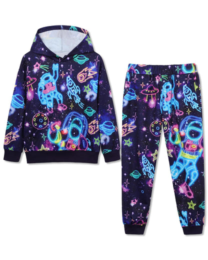 Boy 2 Pcs Clothes Cool 3D Printing Long Sleeve Hoodie & Sweatpants Outfit for 5-12 Years