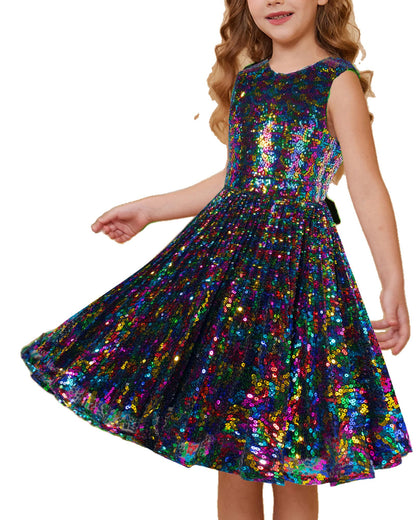 GRACE KARIN Girls Sequin Dress Sleeveless Prom Party Formal Graduations Fancy Tween Girls Dresses Size 5-12
