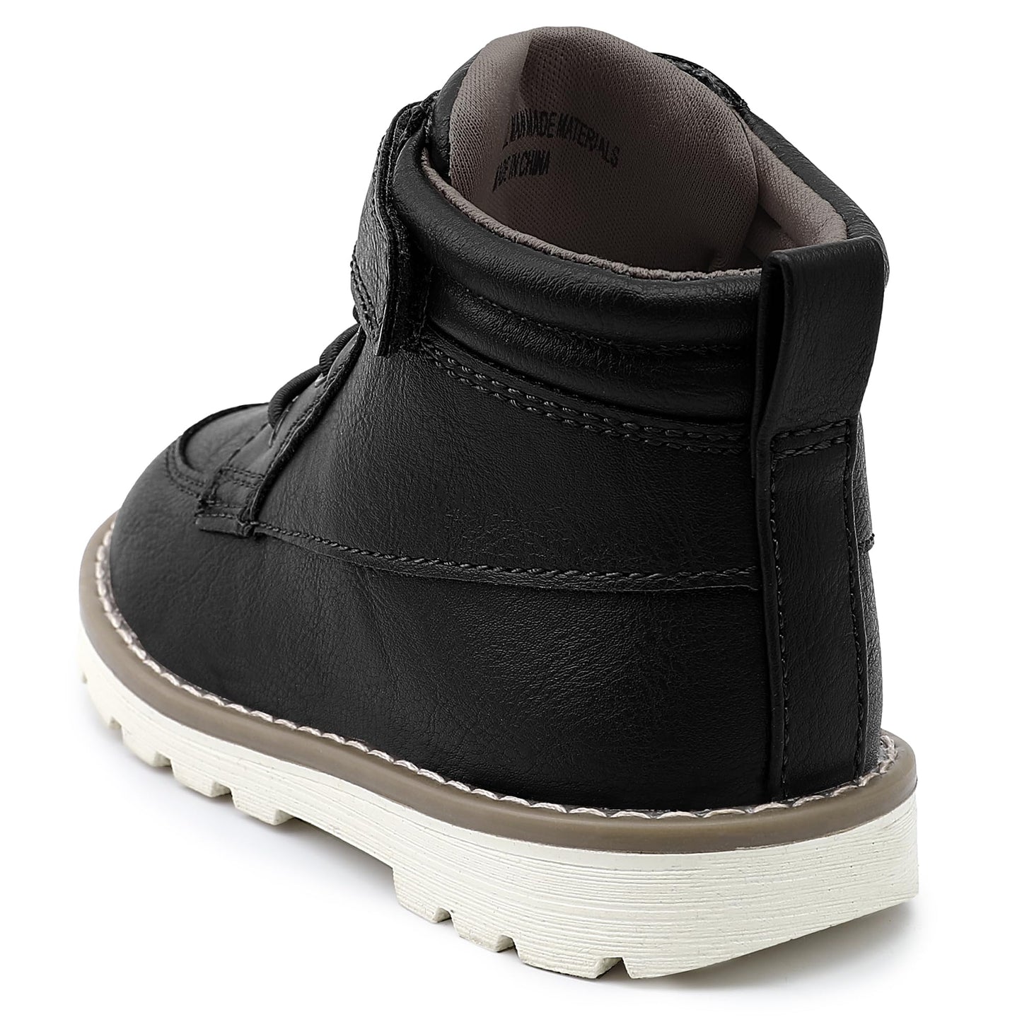 Toddler Boys Vegan Leather High Top Sneakers with Hook and Loop Straps