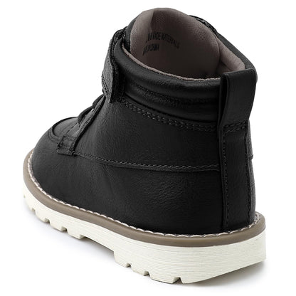 Toddler Boys Vegan Leather High Top Sneakers with Hook and Loop Straps