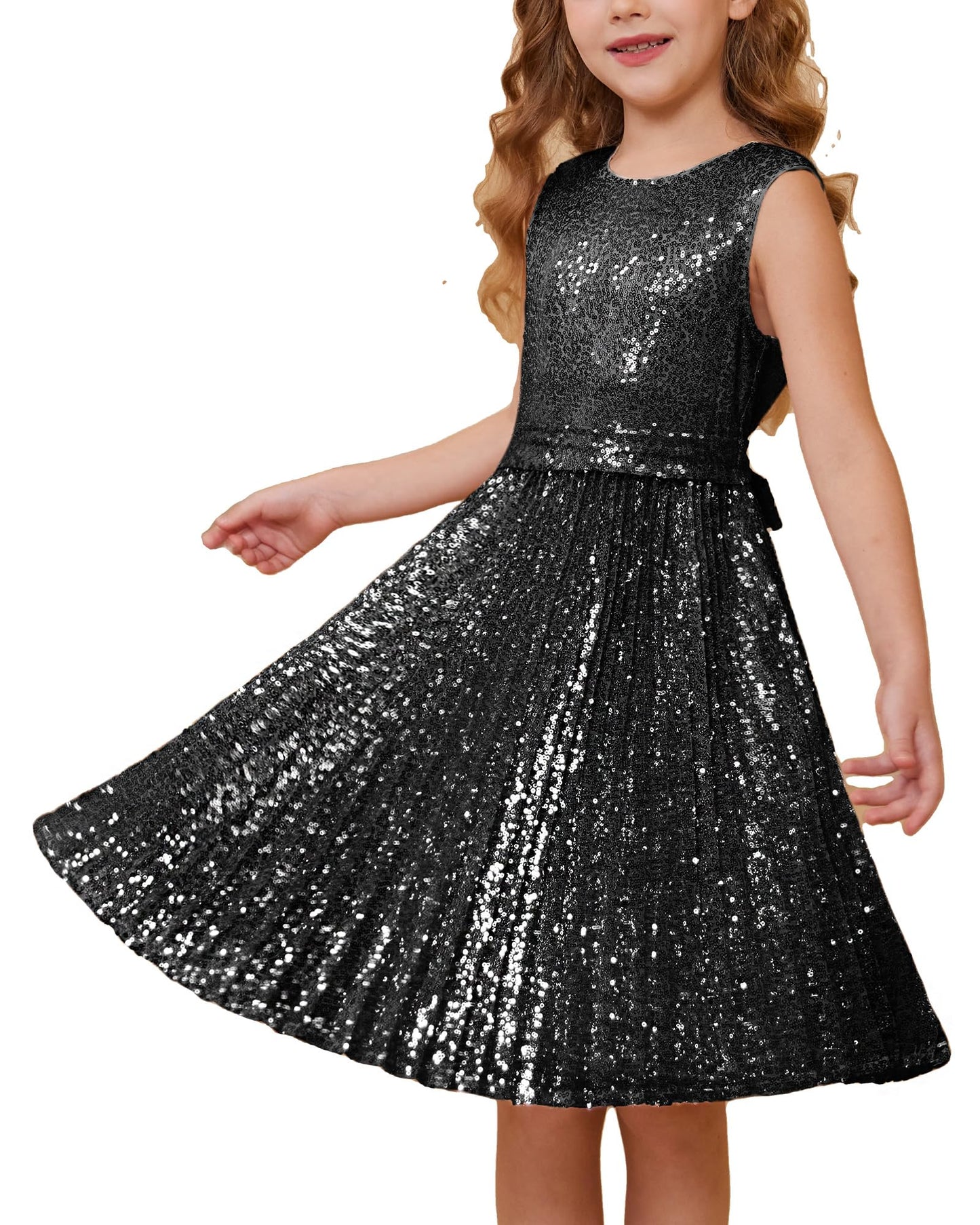 GRACE KARIN Girls Sequin Dress Sleeveless Prom Party Formal Graduations Fancy Tween Girls Dresses Size 5-12