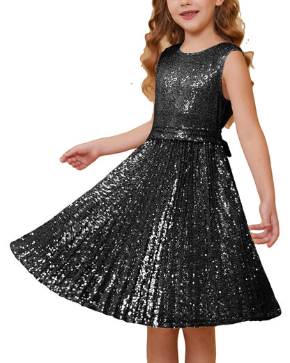 GRACE KARIN Girls Sequin Dress Sleeveless Prom Party Formal Graduations Fancy Tween Girls Dresses Size 5-12