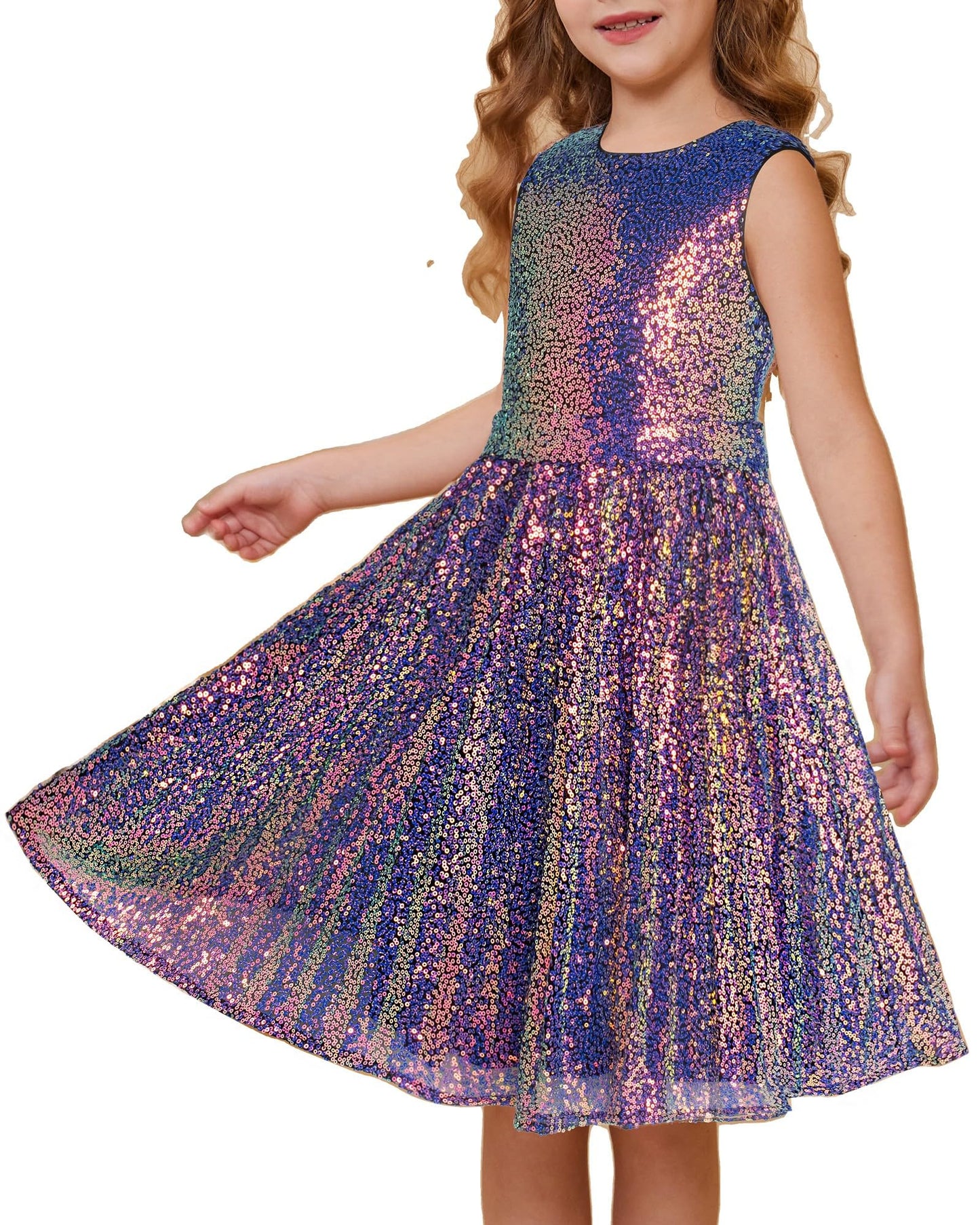 GRACE KARIN Girls Sequin Dress Sleeveless Prom Party Formal Graduations Fancy Tween Girls Dresses Size 5-12