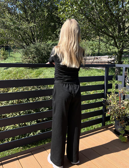 Arshiner Girls 2 Piece Set Fall Outfits Lounge Sets Ruched Long Sleeve Top Wide Leg Pants Sweatsuit Clothing Set