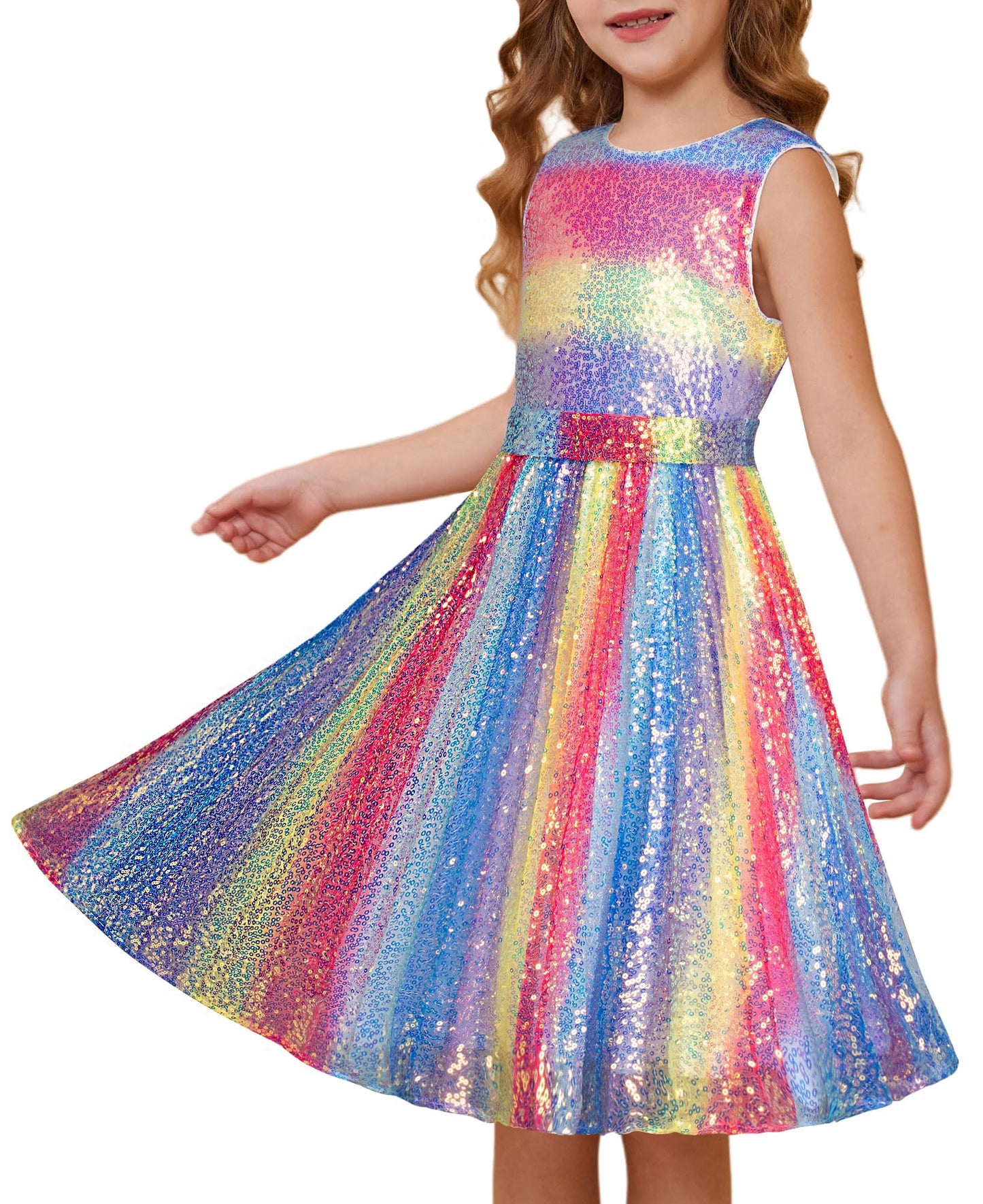 GRACE KARIN Girls Sequin Dress Sleeveless Prom Party Formal Graduations Fancy Tween Girls Dresses Size 5-12