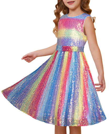 GRACE KARIN Girls Sequin Dress Sleeveless Prom Party Formal Graduations Fancy Tween Girls Dresses Size 5-12