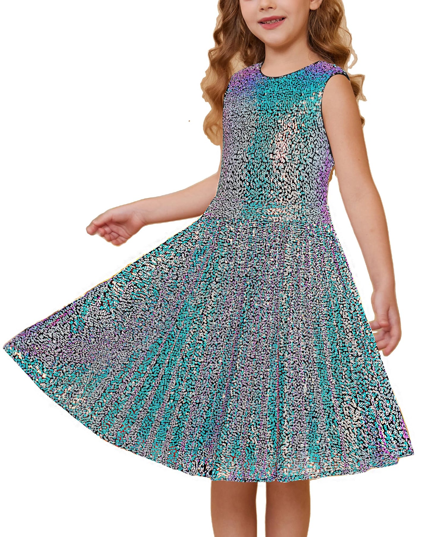 GRACE KARIN Girls Sequin Dress Sleeveless Prom Party Formal Graduations Fancy Tween Girls Dresses Size 5-12