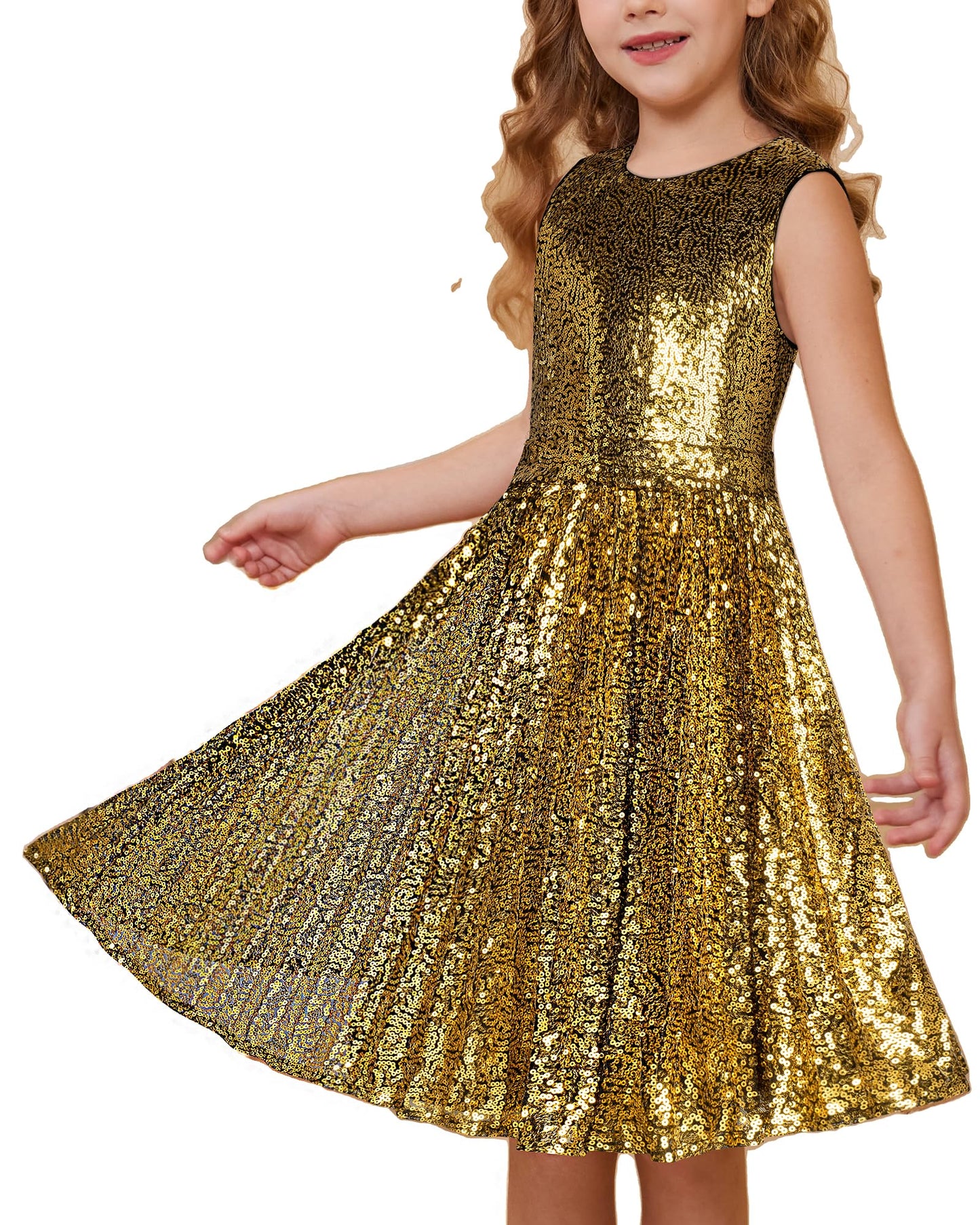 GRACE KARIN Girls Sequin Dress Sleeveless Prom Party Formal Graduations Fancy Tween Girls Dresses Size 5-12