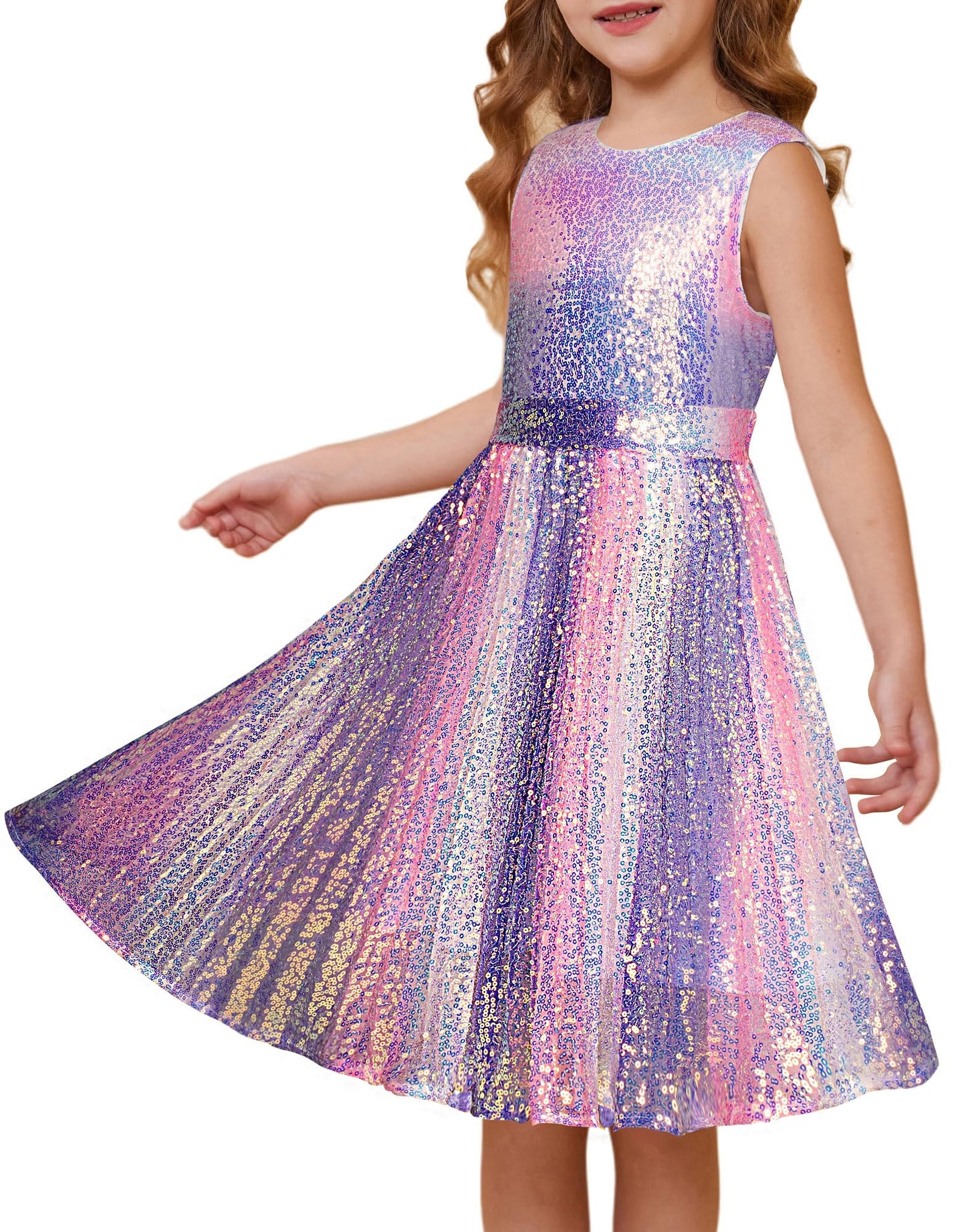 GRACE KARIN Girls Sequin Dress Sleeveless Prom Party Formal Graduations Fancy Tween Girls Dresses Size 5-12
