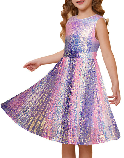GRACE KARIN Girls Sequin Dress Sleeveless Prom Party Formal Graduations Fancy Tween Girls Dresses Size 5-12