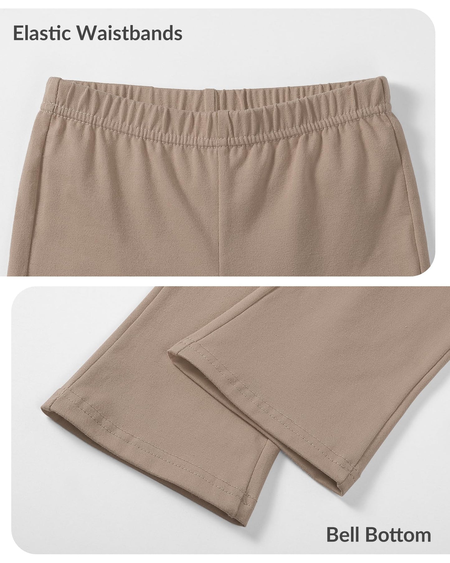 Witwot 3 Pack Baby Girls Flare Pants Soft Cotton Toddler Bell Bottom Leggings Infant Clothes Size 18M-5T